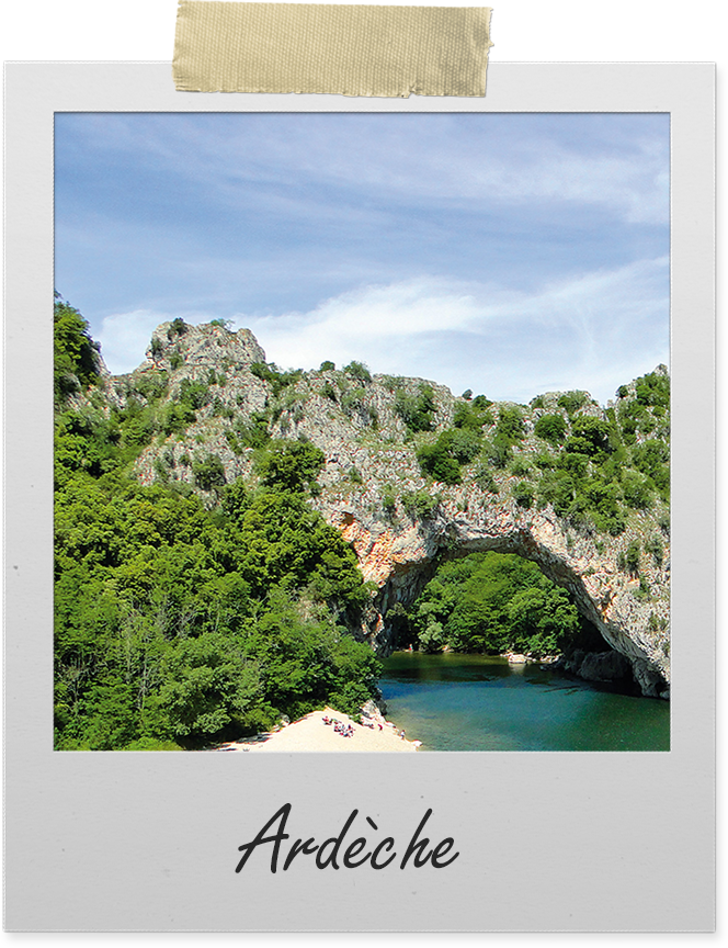 ardeche-polaroid Ardeche-Schluchten mit Pont d'Arc